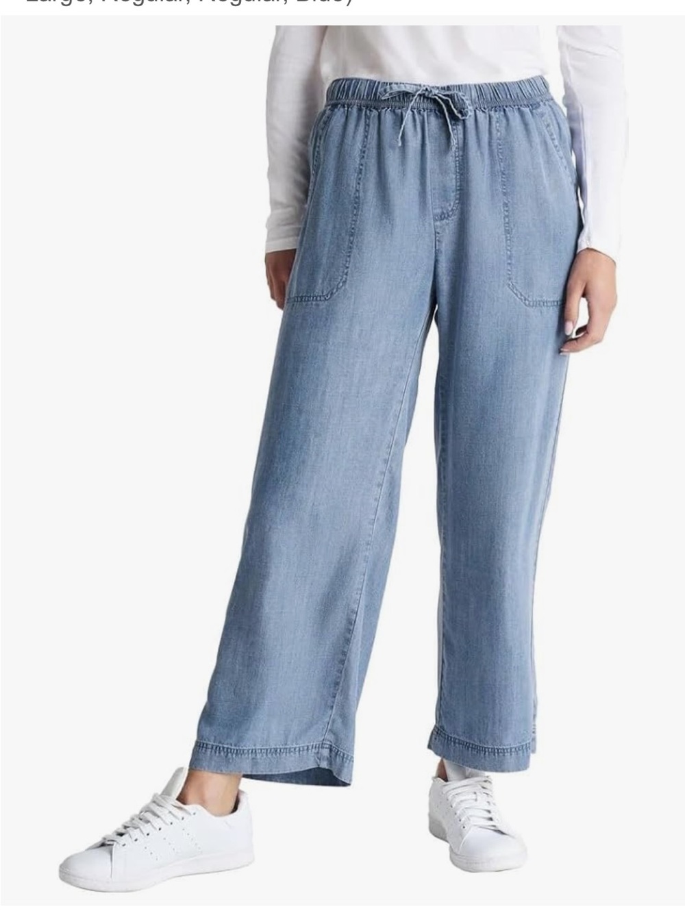 Splendid Light Blue Denim Drawstring Wide Leg Cropped Pants Medium
